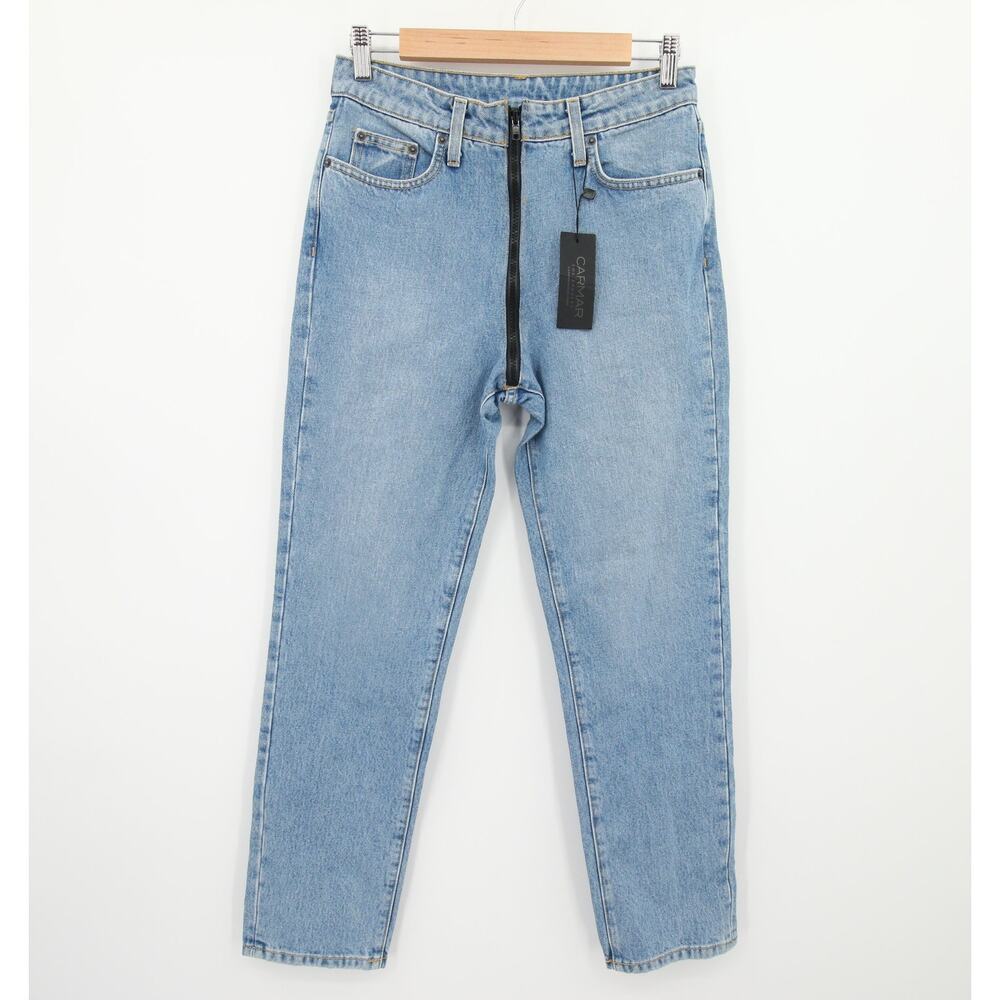 Carmar Denim Emelia Jeans Blue High Rise Straight Leg Exposed Zipper Size 27 NWT
